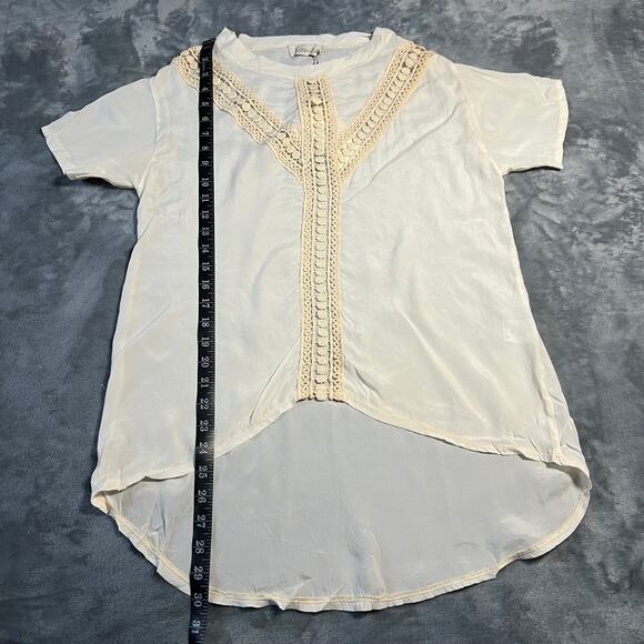 Kosmika Crewneck Crochet Trim Blouse Size Small NEW Semi Sheer Boho Cottagecore - Picture 8 of 12